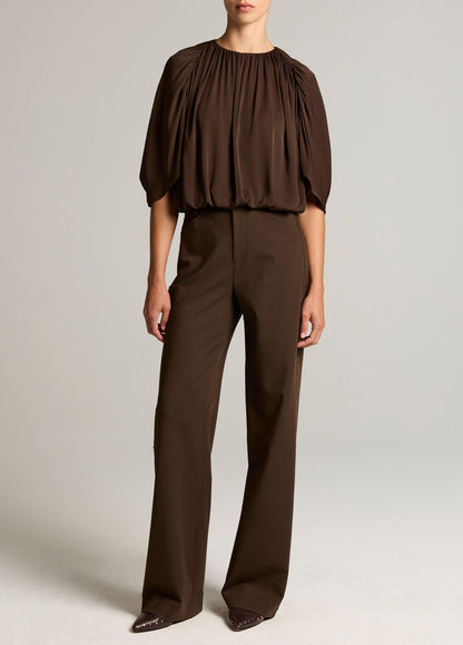 Stretch-Silk Cape-Sleeve Bubble Blouse - US 4639