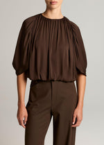 Stretch-Silk Cape-Sleeve Bubble Blouse - US 4639