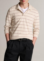 Striped Cotton-Blend Long-Sleeve Polo Shirt - US 9548