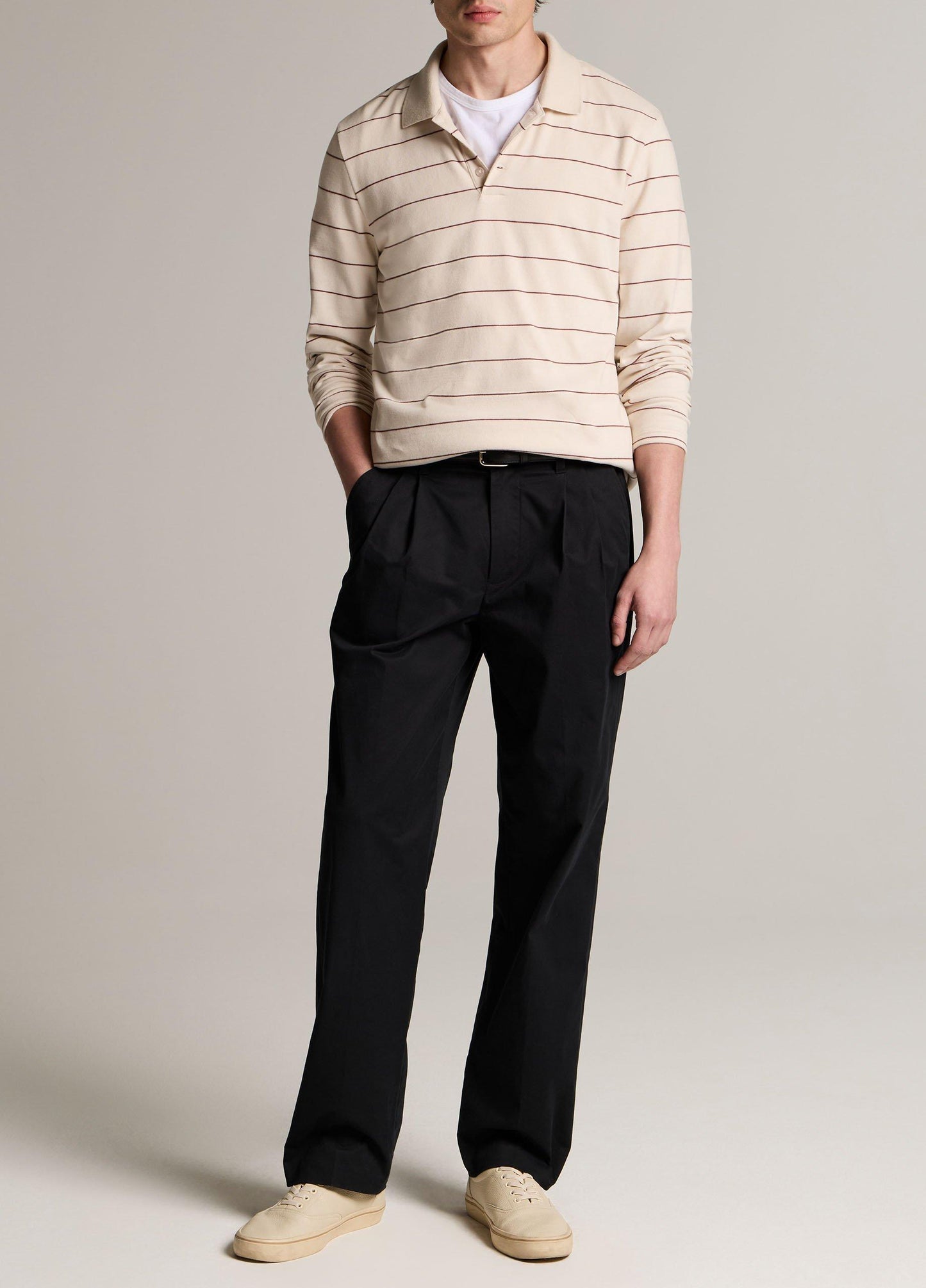Striped Cotton-Blend Long-Sleeve Polo Shirt - US 9548