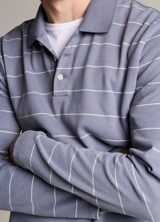 Striped Cotton-Blend Long-Sleeve Polo Shirt - US 9472