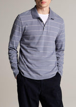 Striped Cotton-Blend Long-Sleeve Polo Shirt - US 9472