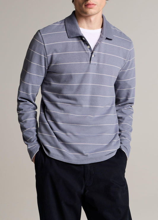 Striped Cotton-Blend Long-Sleeve Polo Shirt - US 9472