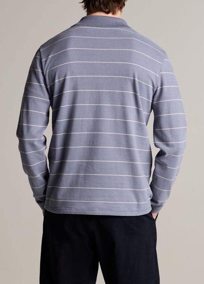 Striped Cotton-Blend Long-Sleeve Polo Shirt - US 9472