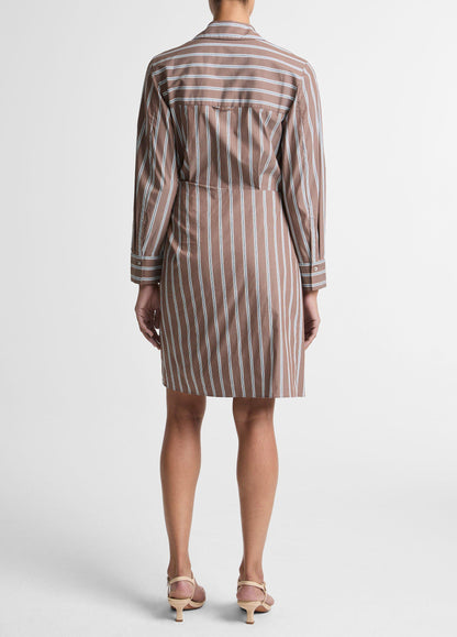 Striped Cotton-Blend Wrap Dress - US 7251