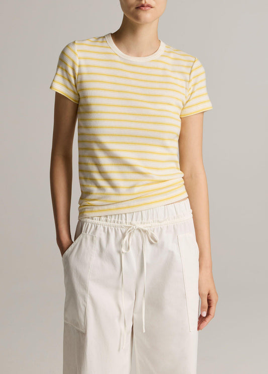 Striped Pima Cotton-Blend '90s Shrunken T-Shirt - US 3935