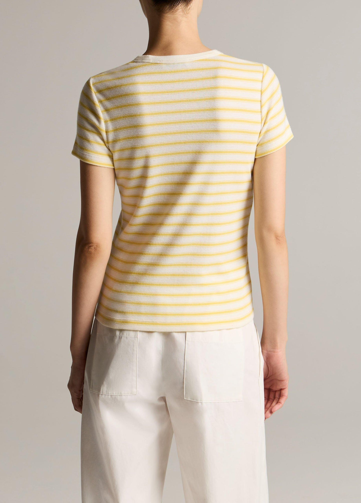 Striped Pima Cotton-Blend '90s Shrunken T-Shirt - US 3935