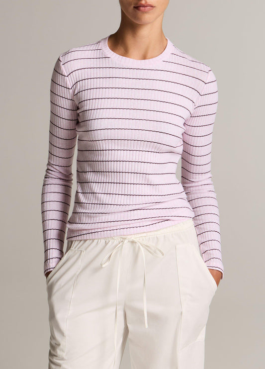 Striped Ribbed Cotton Long-Sleeve T-Shirt - US 1896