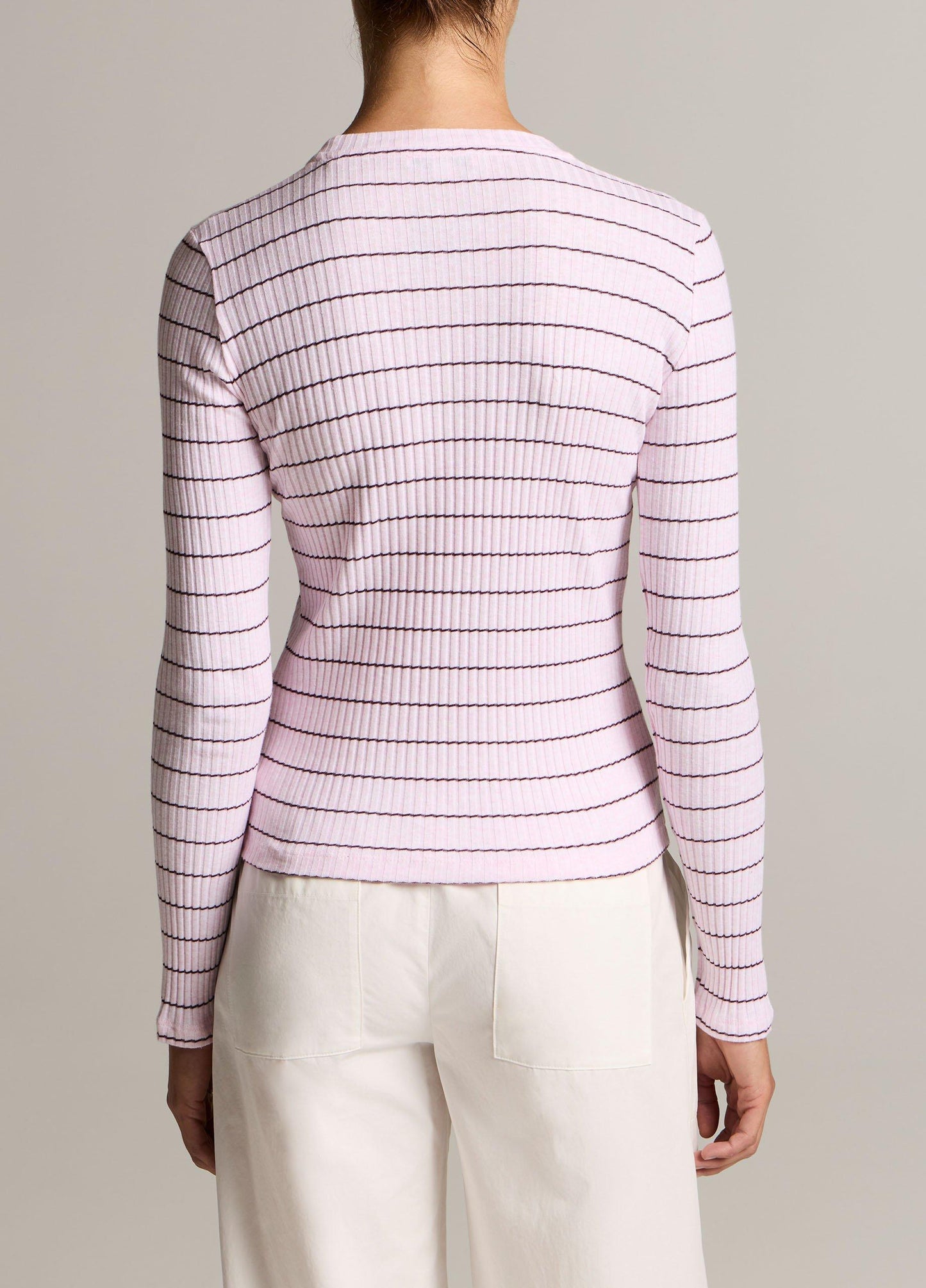 Striped Ribbed Cotton Long-Sleeve T-Shirt - US 1896