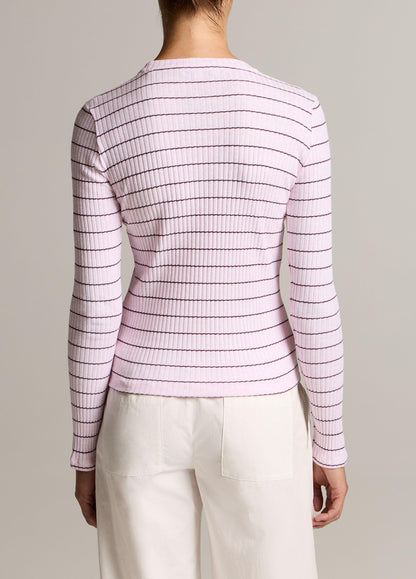 Striped Ribbed Cotton Long-Sleeve T-Shirt - US 1896