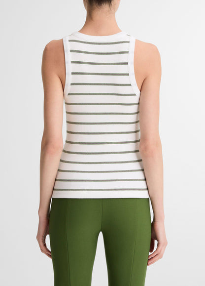 Striped Ribbed Scoop-Neck Tank - US 5091