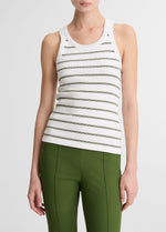 Striped Ribbed Scoop-Neck Tank - US 5091