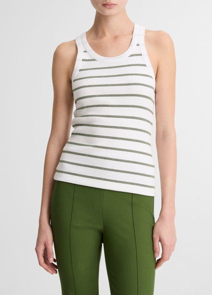 Striped Ribbed Scoop-Neck Tank - US 5091