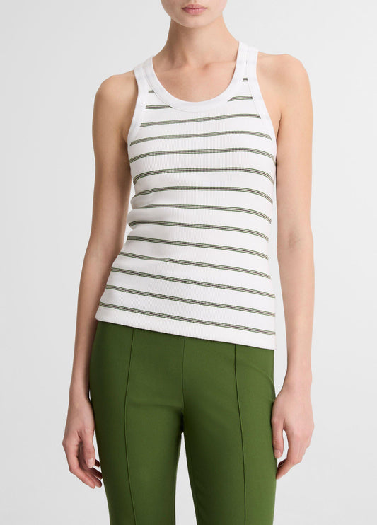 Striped Ribbed Scoop-Neck Tank - US 5091