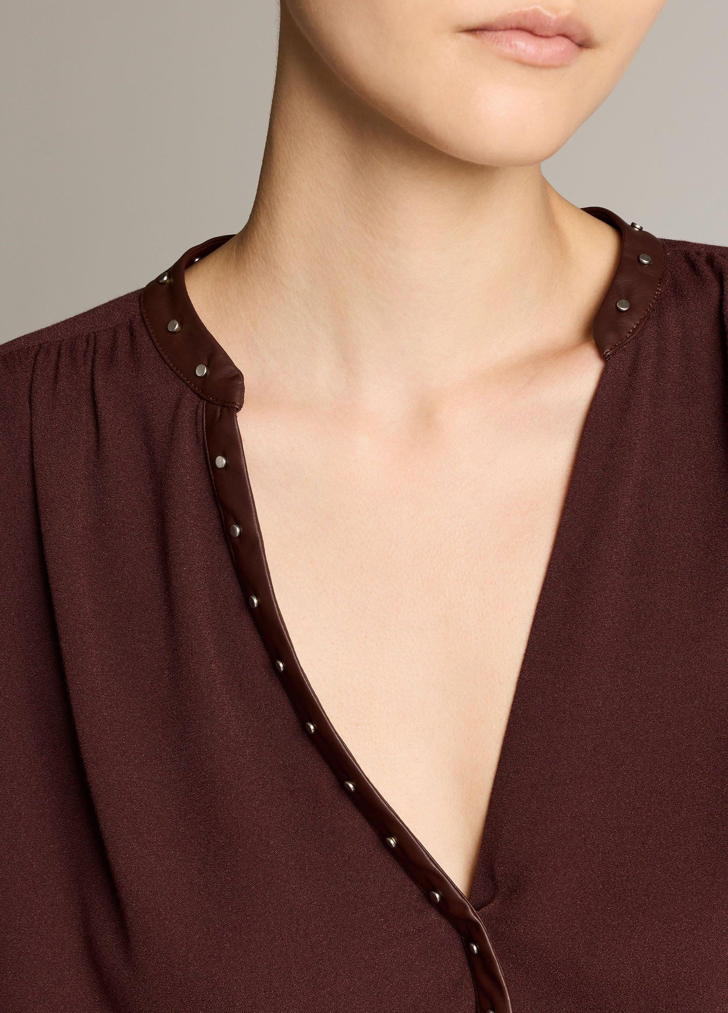 Studded Crepe Long-Sleeve Top - US 1709