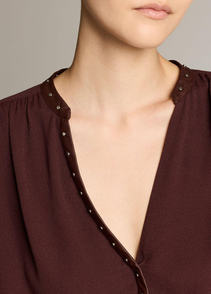 Studded Crepe Long-Sleeve Top - US 1709