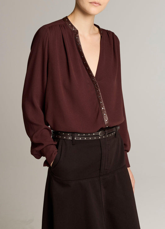 Studded Crepe Long-Sleeve Top - US 1709
