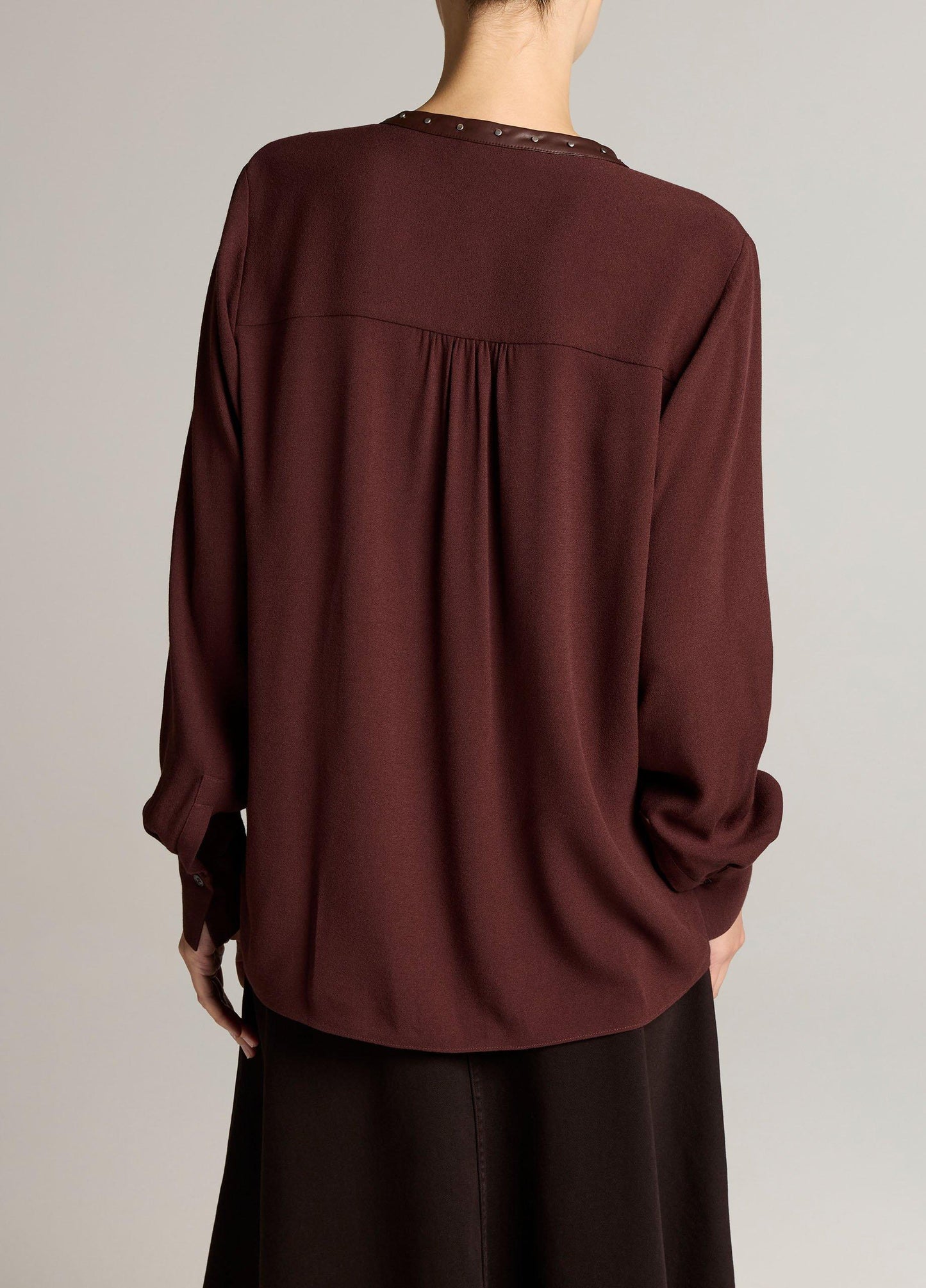 Studded Crepe Long-Sleeve Top - US 1709