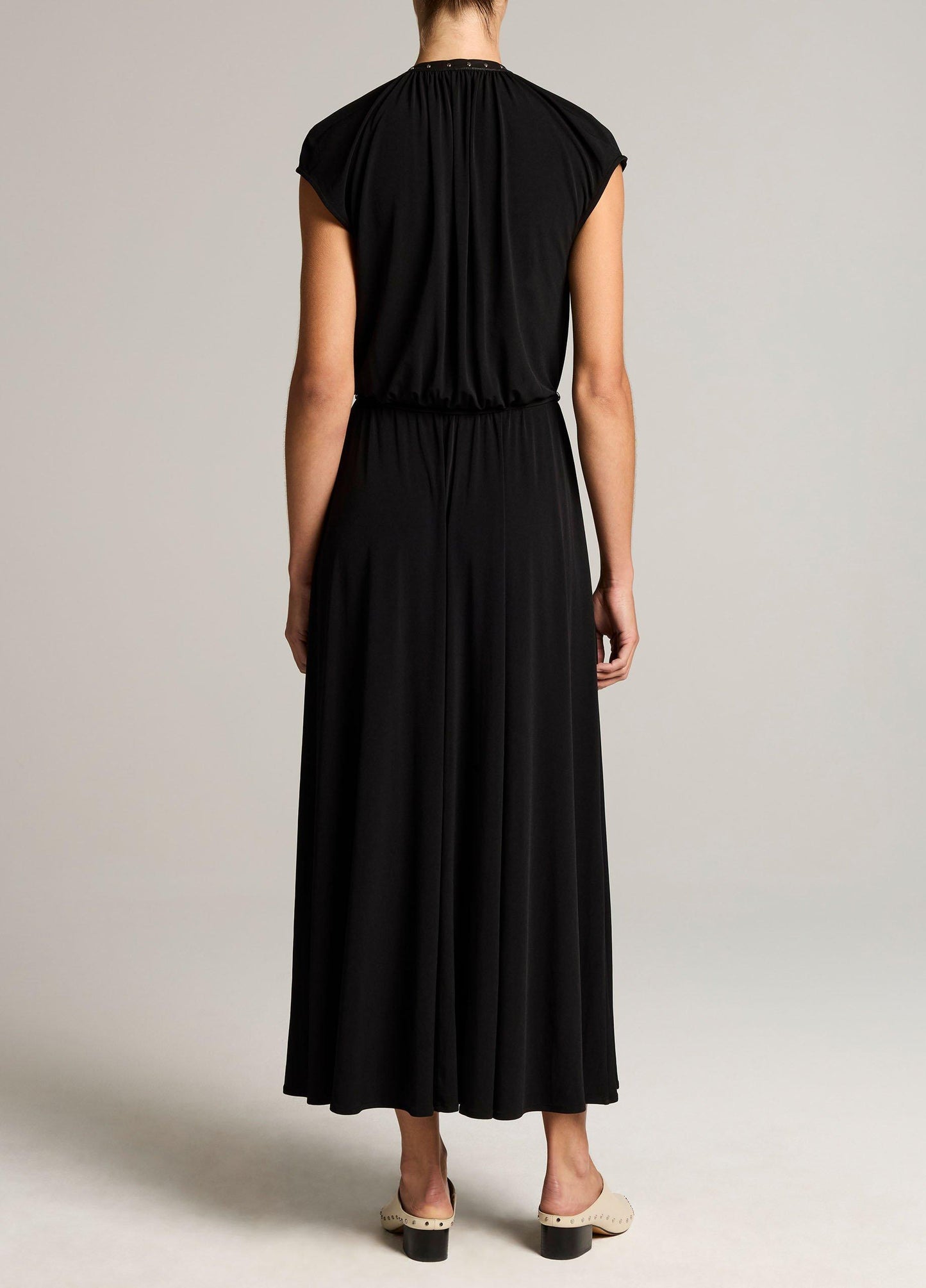 Studded Matte Jersey Cap-Sleeve Dress - US 6983