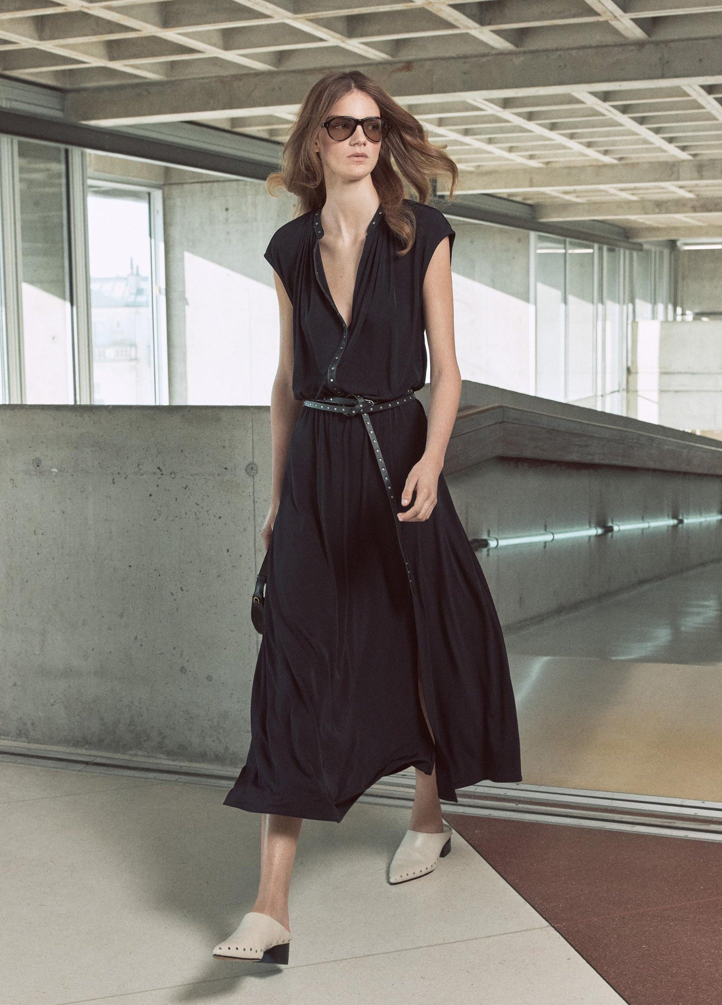 Studded Matte Jersey Cap-Sleeve Dress - US 6983