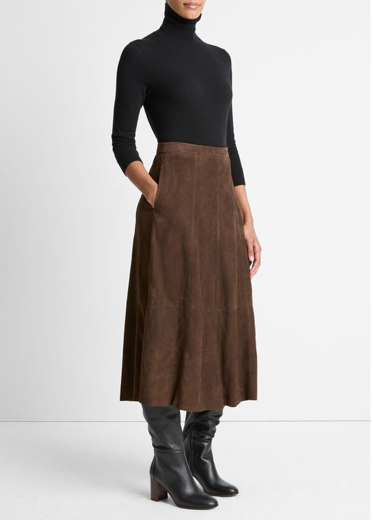 Suede Mid-Rise Flared Skirt - US 8304