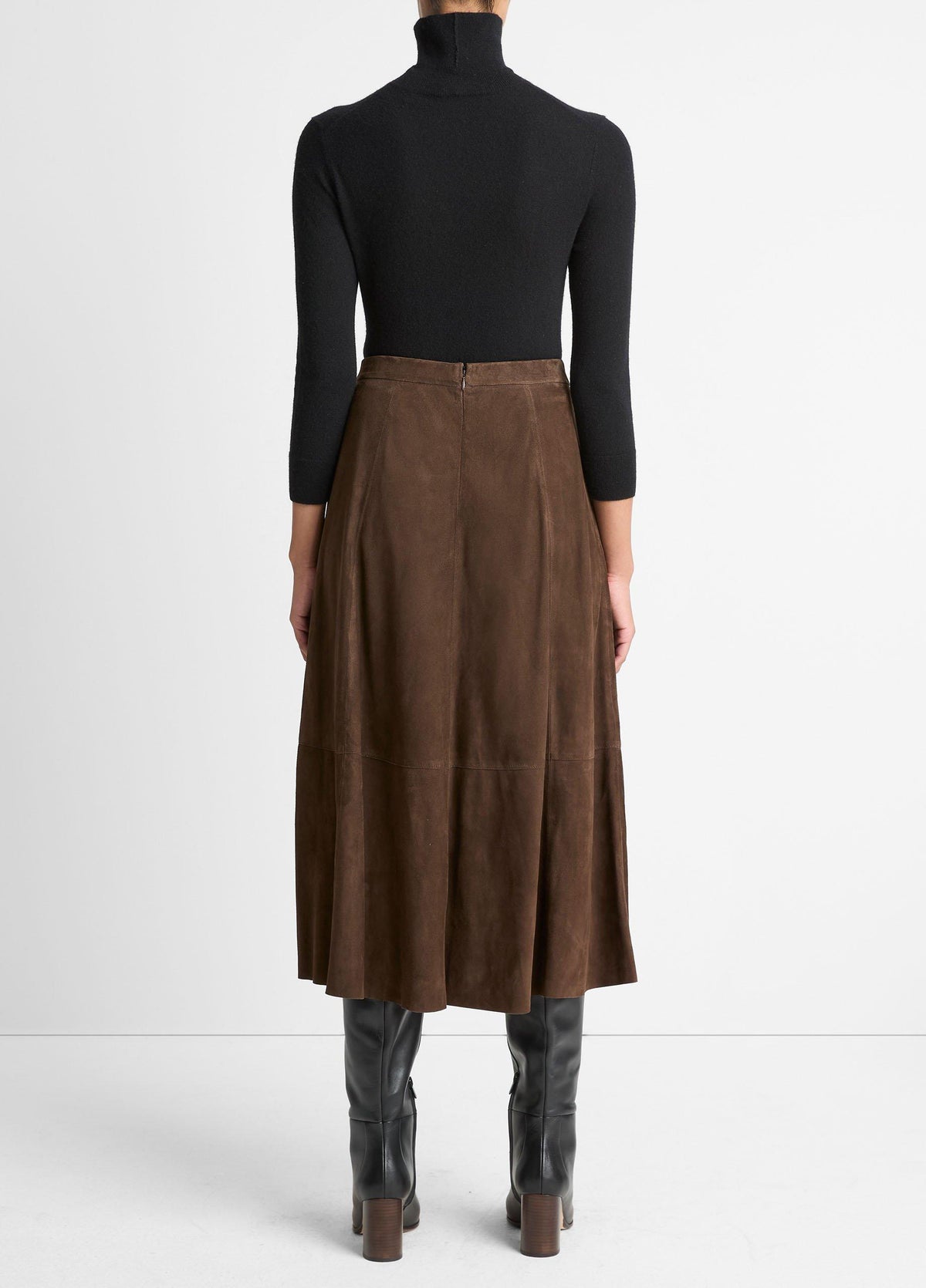 Suede Mid-Rise Flared Skirt - US 8304