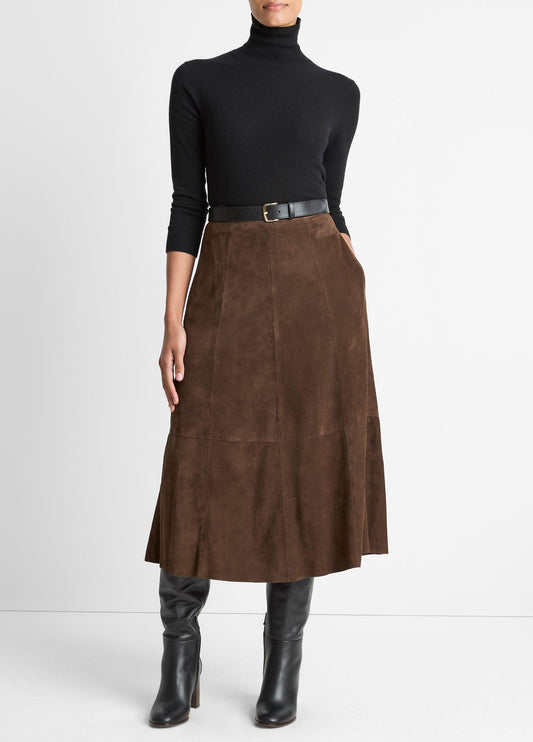Suede Mid-Rise Flared Skirt - US 8304