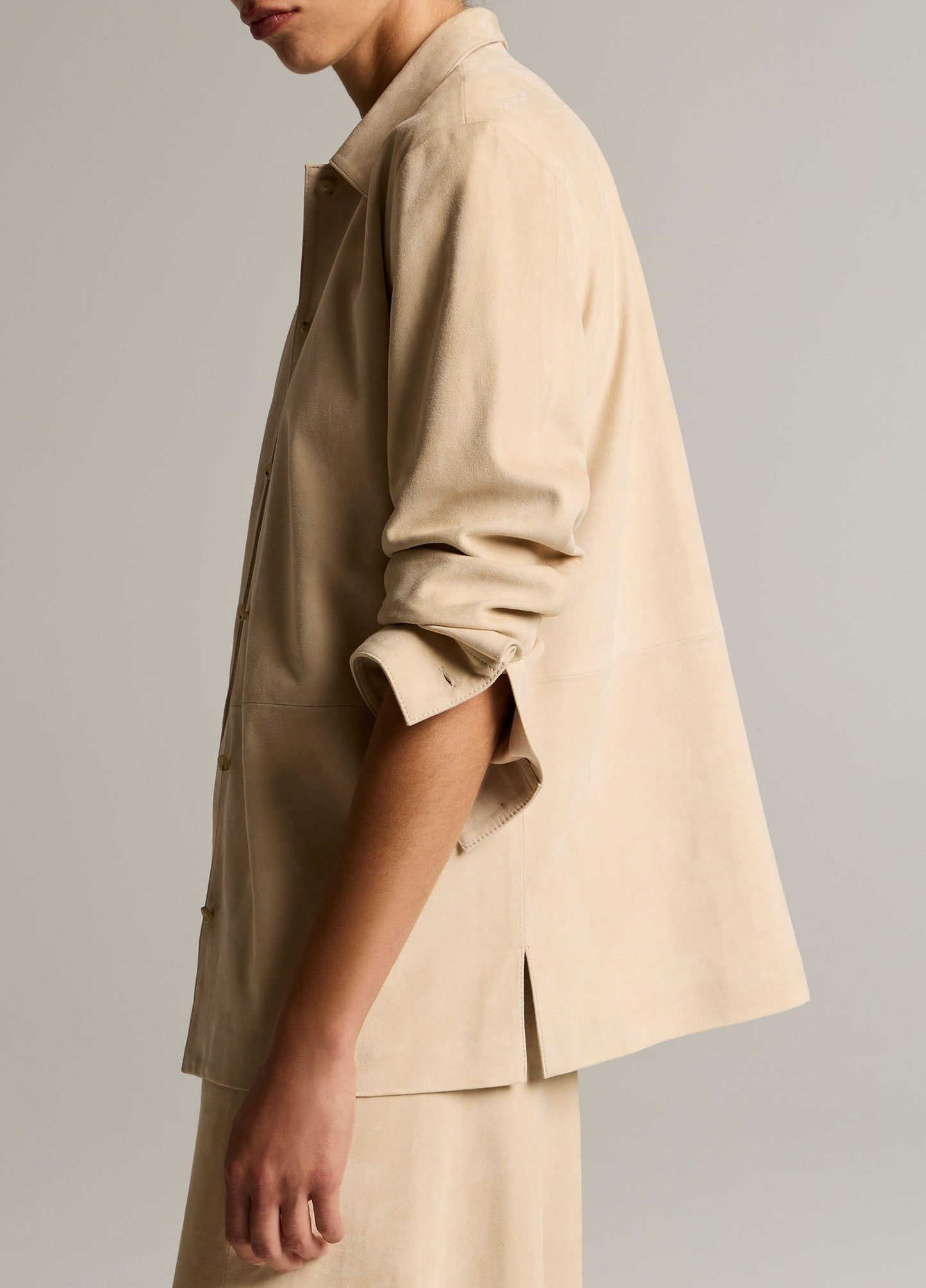 Suede Paneled Shirt Jacket - US 6657