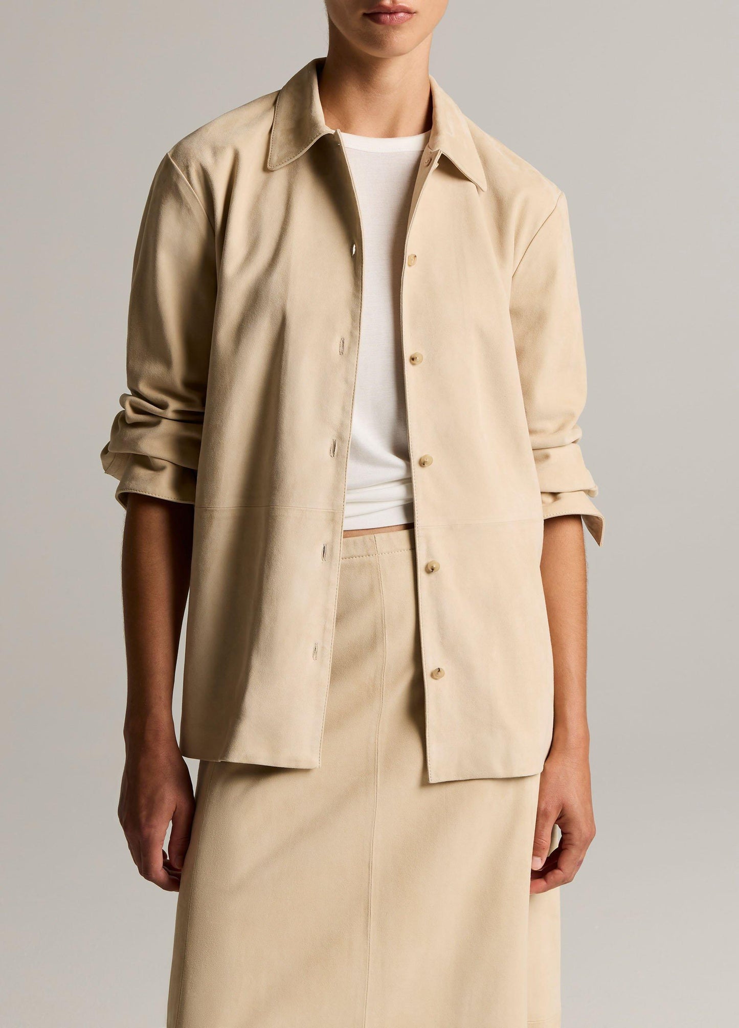 Suede Paneled Shirt Jacket - US 6657
