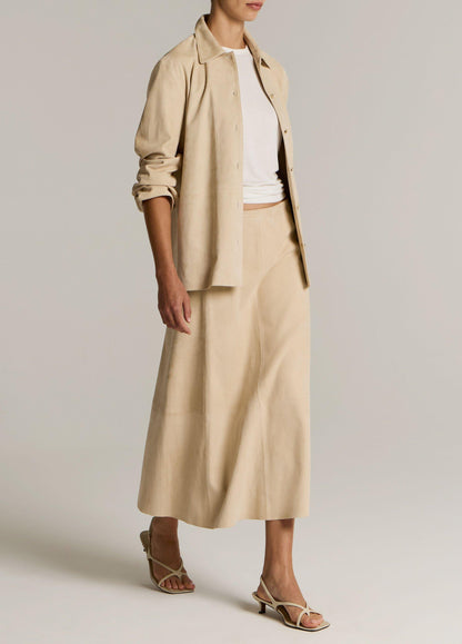 Suede Paneled Skirt - US 1638