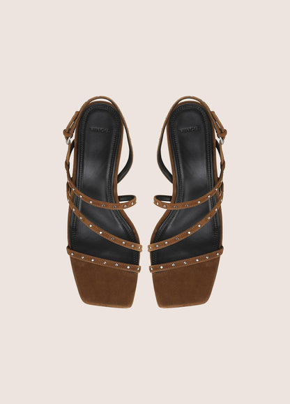 Tania Studded Suede Kitten-Heel Sandal - US 3777