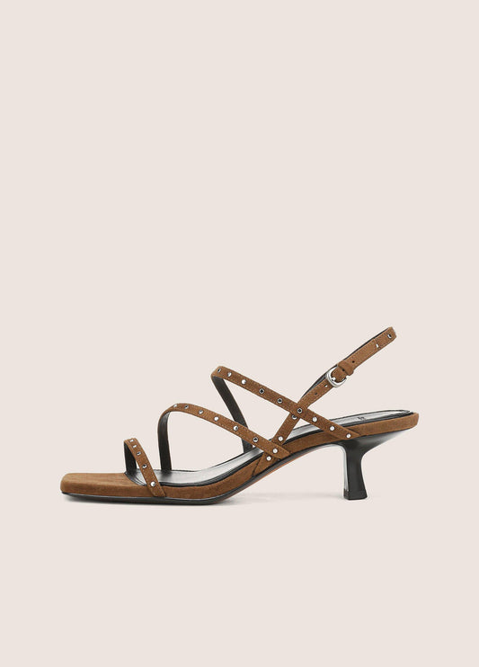Tania Studded Suede Kitten-Heel Sandal - US 3777