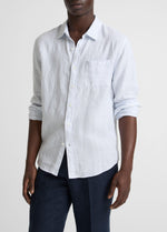 Tate Stripe Linen Button-Front Shirt - US 9315