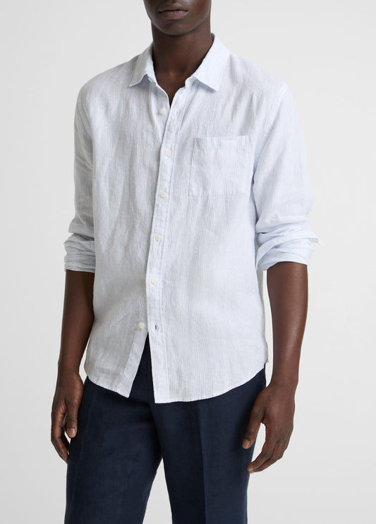 Tate Stripe Linen Button-Front Shirt - US 9315