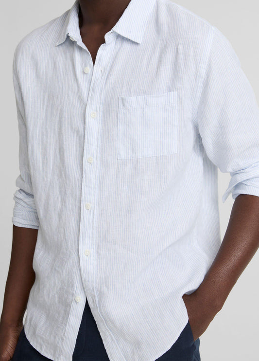 Tate Stripe Linen Button-Front Shirt - US 9315