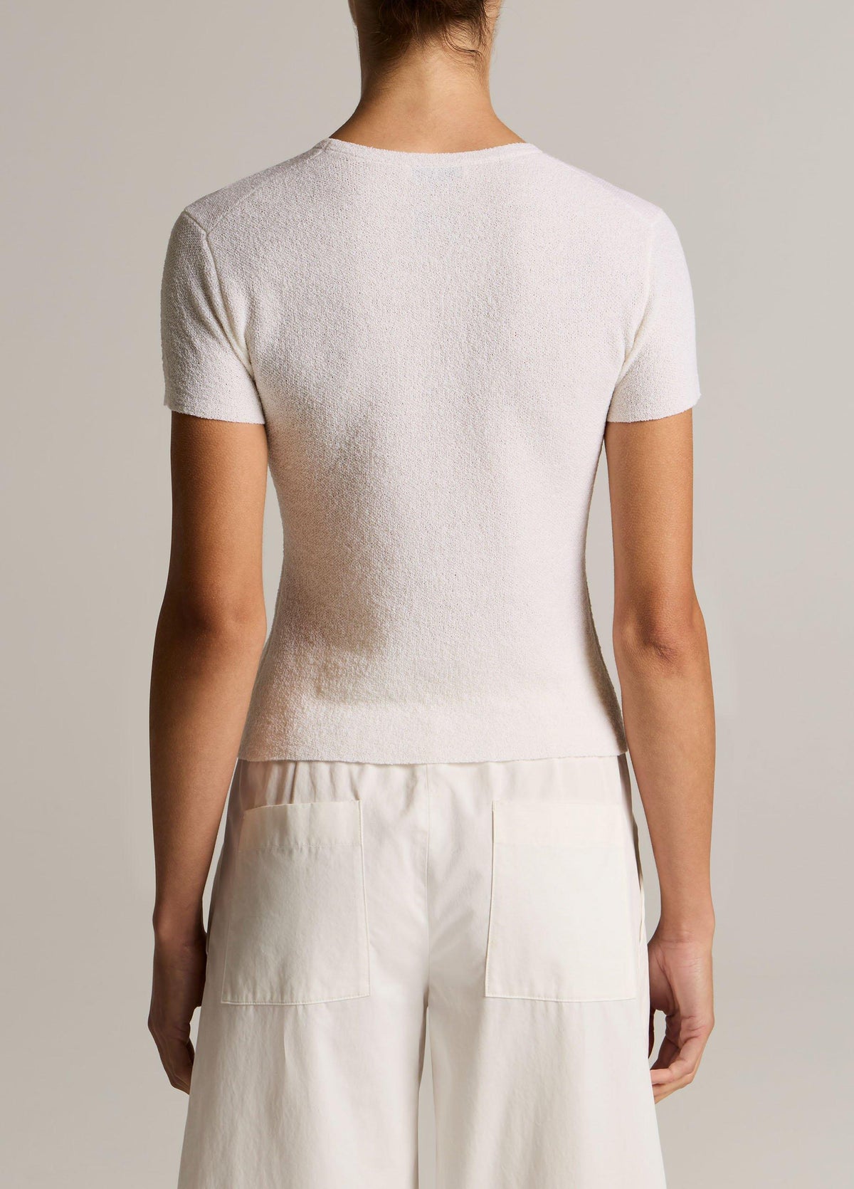 Textured Italian Wool & Cotton-Blend Short-Sleeve Sweater - US 1716