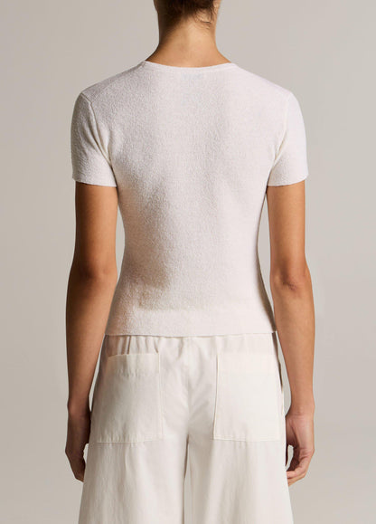 Textured Italian Wool & Cotton-Blend Short-Sleeve Sweater - US 1716