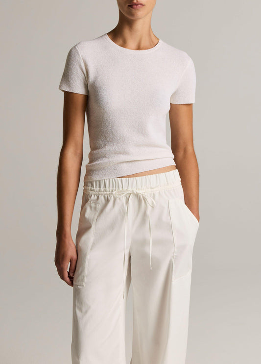 Textured Italian Wool & Cotton-Blend Short-Sleeve Sweater - US 1716