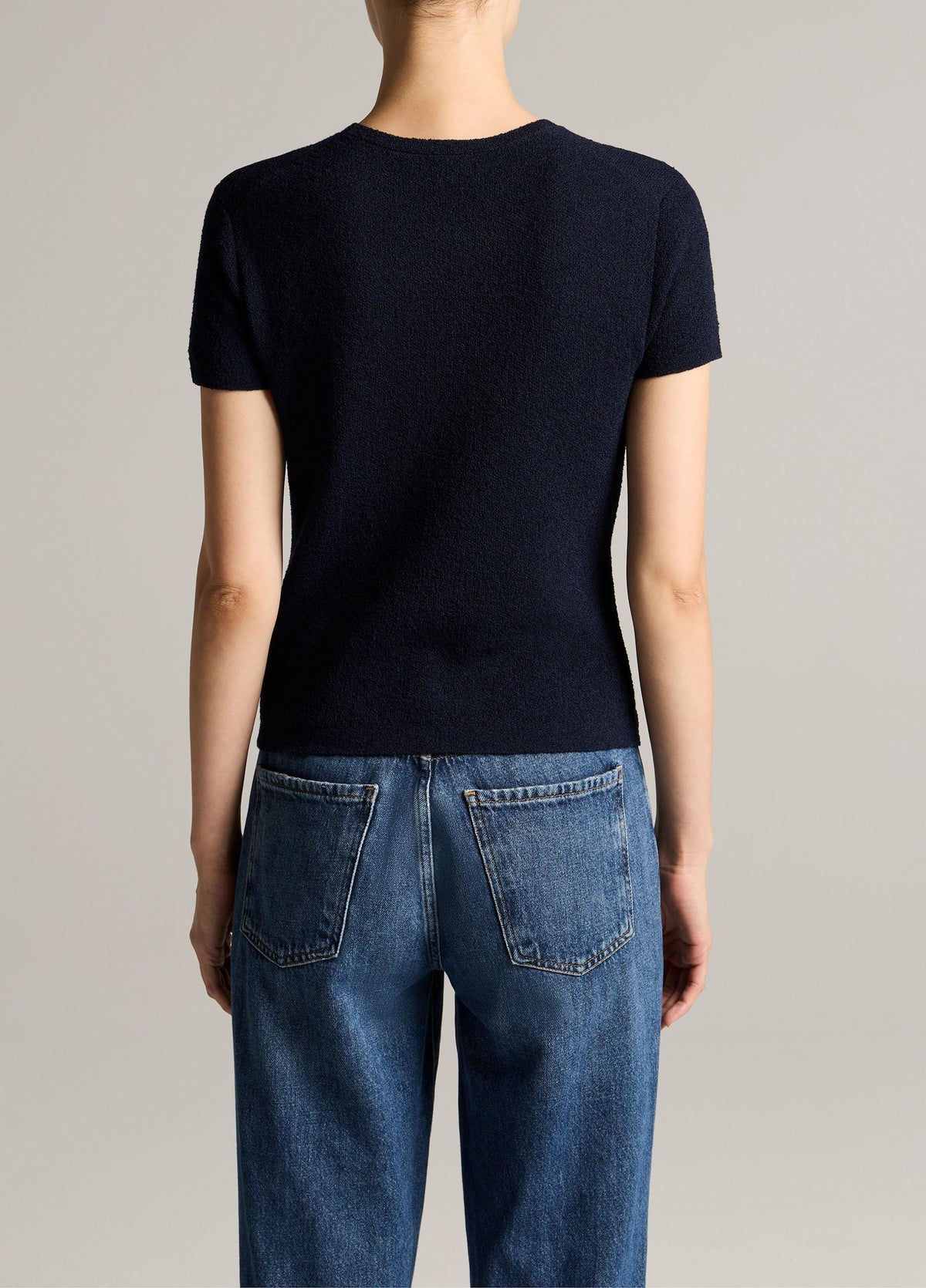 Textured Italian Wool & Cotton-Blend Short-Sleeve Sweater - US 7774
