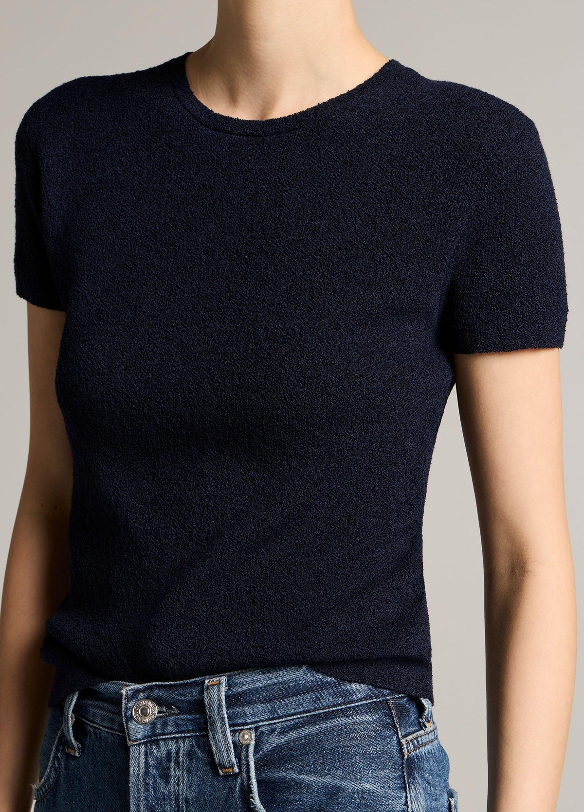 Textured Italian Wool & Cotton-Blend Short-Sleeve Sweater - US 7774