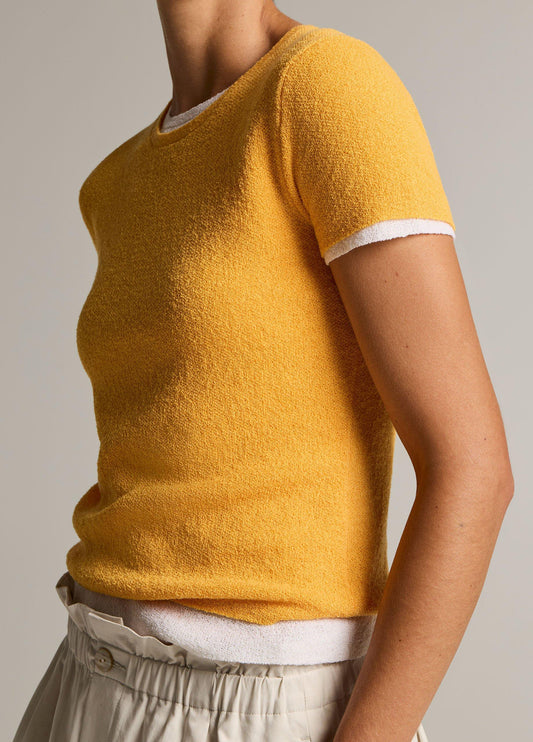 Textured Italian Wool & Cotton-Blend Short-Sleeve Sweater - US 7012
