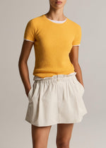 Textured Italian Wool & Cotton-Blend Short-Sleeve Sweater - US 7012