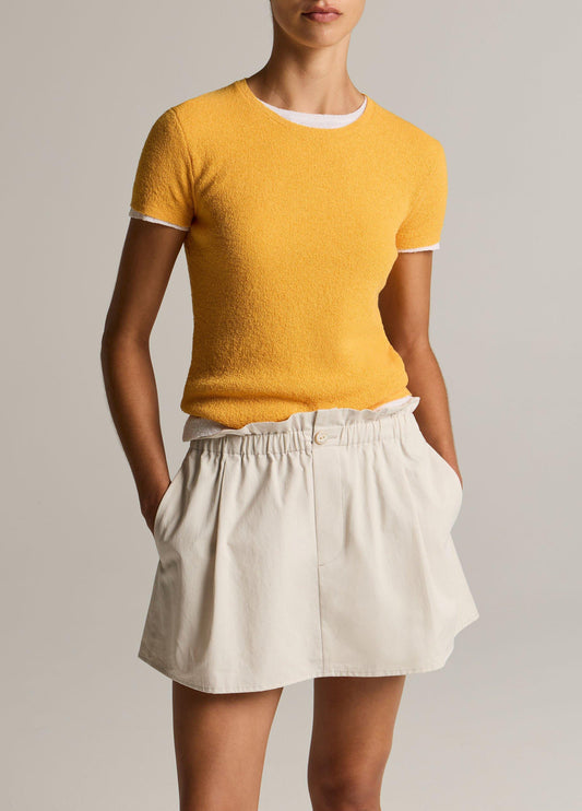 Textured Italian Wool & Cotton-Blend Short-Sleeve Sweater - US 7012