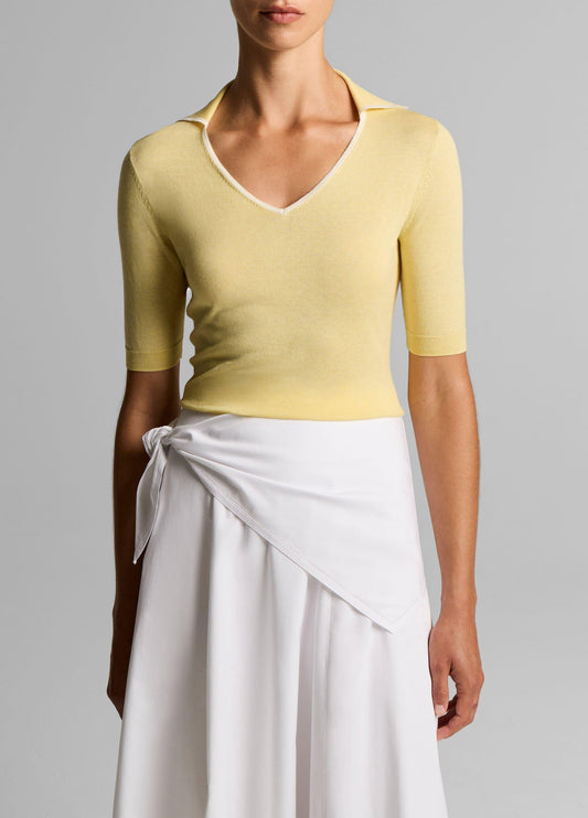 Tipped Italian Cotton-Cashmere Polo Sweater - US 1604