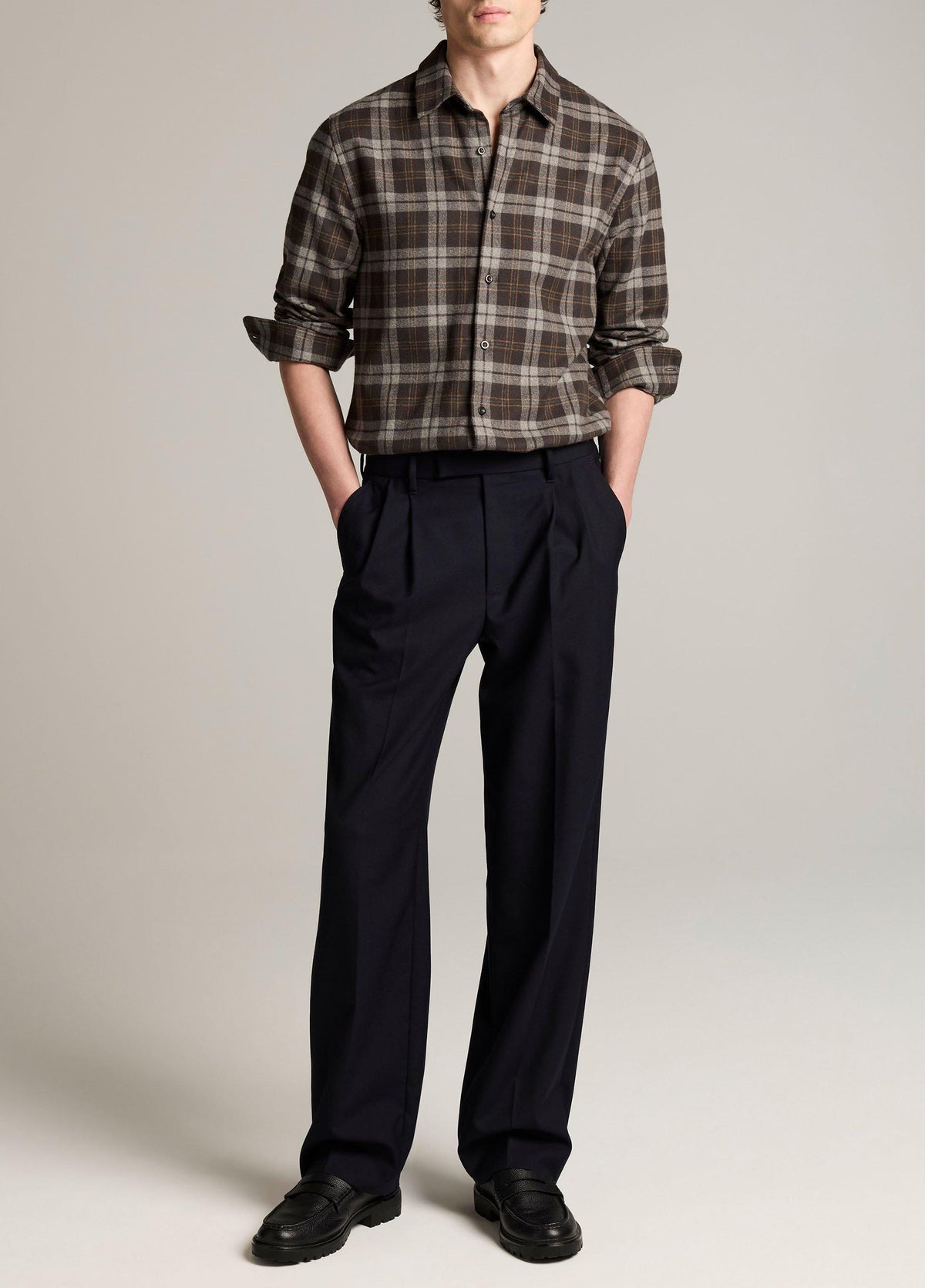 Tom Plaid Cotton Button-Front Shirt - US 7628