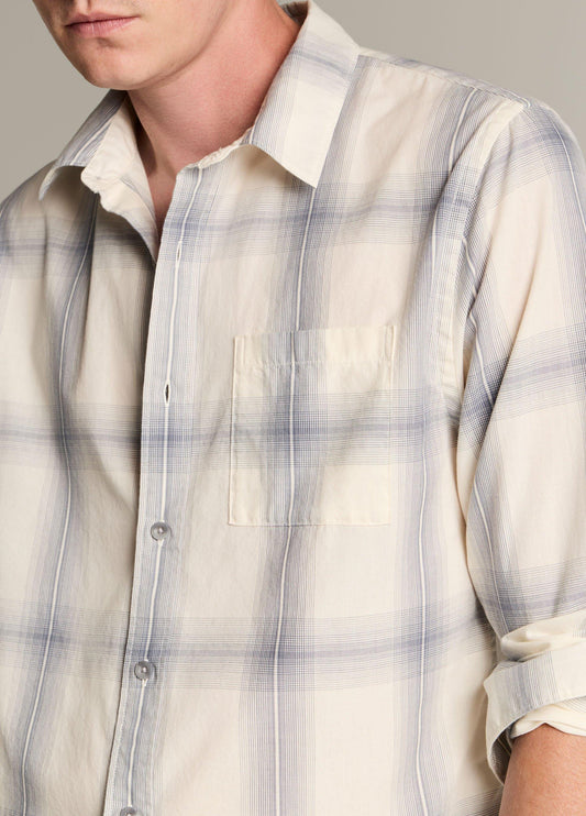 Townes Plaid Cotton Button-Front Shirt - US 7525