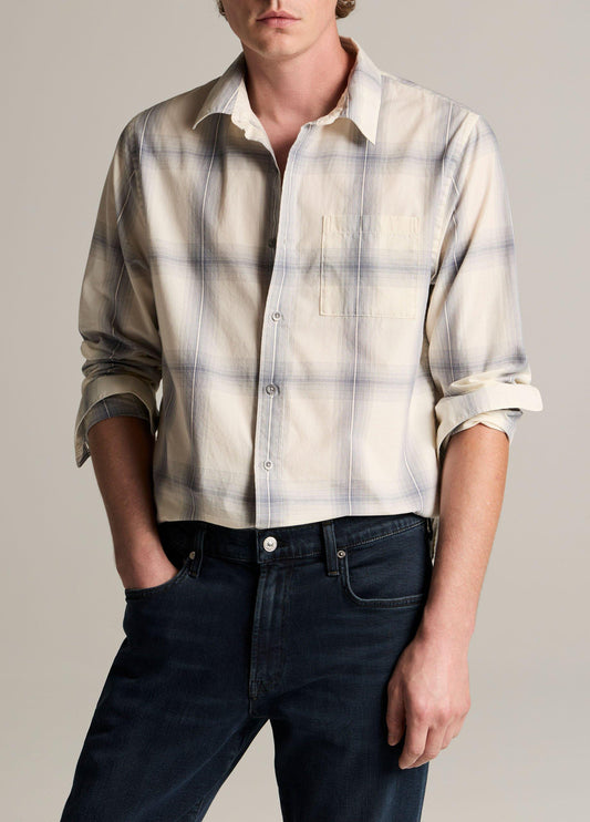 Townes Plaid Cotton Button-Front Shirt - US 7525