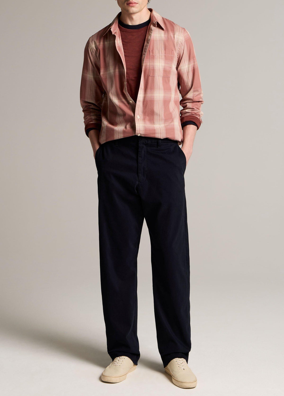 Townes Plaid Cotton Button-Front Shirt - US 8232