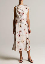 Watercolor Floral Satin Slip-Skirt - US 4666