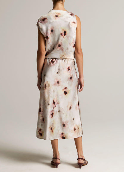Watercolor Floral Satin Slip-Skirt - US 4666